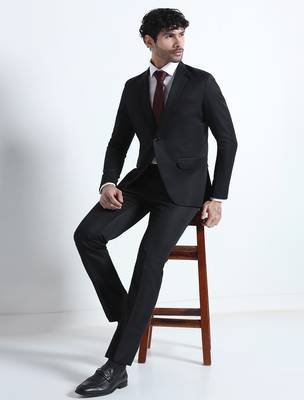 Mens navy blue solid blazer 2