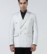 Mens white checked double breasted blazer