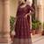 Womens new regal maroon embroidered anarkali gown set