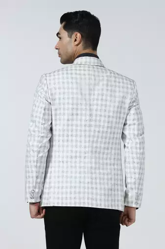 Mens white checked double breasted blazer