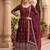 Womens new regal maroon embroidered anarkali gown set