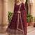 Womens new regal maroon embroidered anarkali gown set