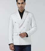 Mens white self design double breasted blazer