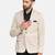 Mens beige notched lapel suit with hanky