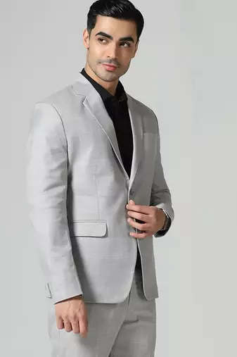 Mens black tuxedo suit with pocket square