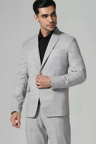 Mens black tuxedo suit with pocket square