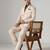 Beige notched lapel mens suit