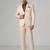 Beige notched lapel mens suit