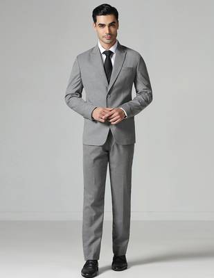 Dark grey mens notched lapel suit 3