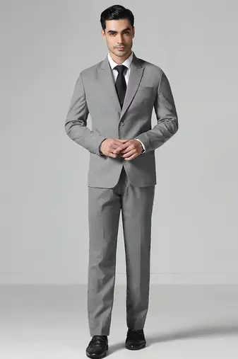 Dark grey mens notched lapel suit