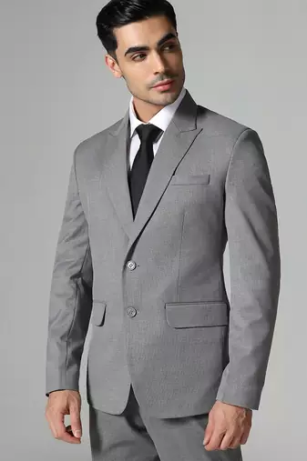 Dark grey mens notched lapel suit