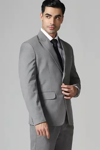 Dark grey mens notched lapel suit