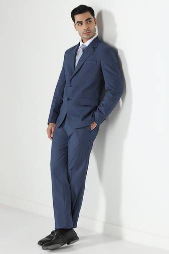 Blue mens notched lapel suit