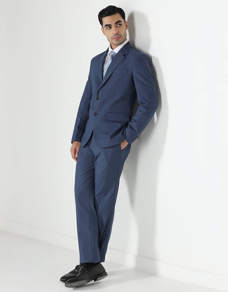 Blue mens notched lapel suit