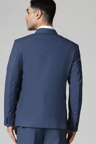 Blue mens notched lapel suit