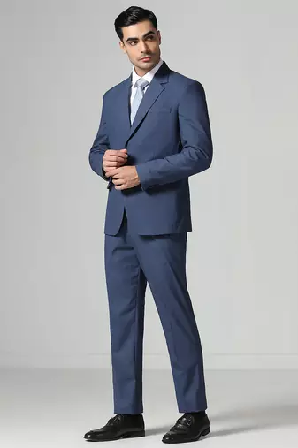 Blue mens notched lapel suit