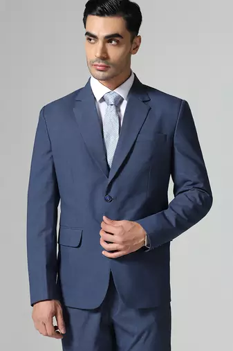 Blue mens notched lapel suit