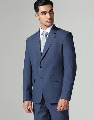 Blue mens notched lapel suit 5