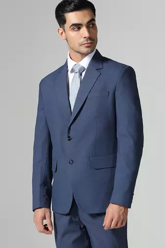 Blue mens notched lapel suit