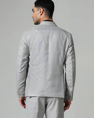 Mens light grey checkered suit 2