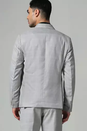 Mens light grey checkered suit