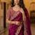 Wine Color Embroidery theard And Zari Work Satin Saree