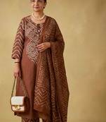 Women's Cotton Bandhani Print Kurta Pant Dupatta Set 