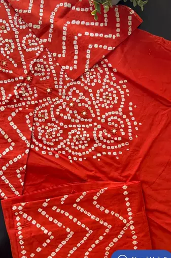 Women's Cotton Bandhani Print Kurta Pant Dupatta Set