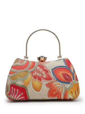  woven reverie beige multi abstract floral embroidered clutch 5