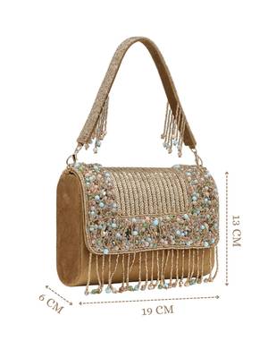  blush & bead antique gold & pastel multi suede embellished clutch 4