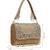   blush & bead antique gold & pastel multi suede embellished clutch