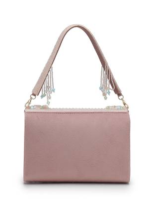  blush & bead dusky pink & pastel multi suede embellished clutch 5