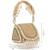   crystal cascade champagne gold suede embellished clutch