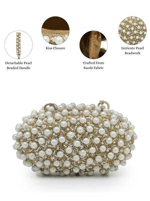  opal thread gold suede pearl beaded clutch 3