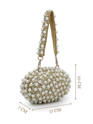  opal thread gold suede pearl beaded clutch 4