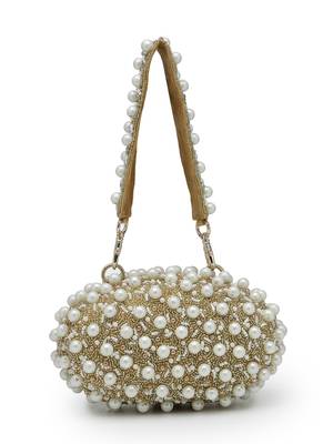  opal thread gold suede pearl beaded clutch 5