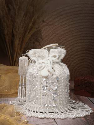  dewdrop fringe ivory pearl white 3d floral embellished potli 1