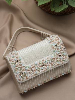  blush & bead ivory & pastel multi suede embellished clutch 1