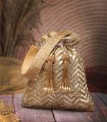   noor edit metallic gold suede sequin embellished potli