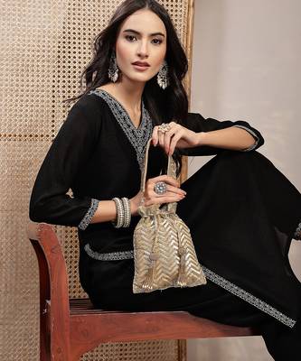   noor edit metallic gold suede sequin embellished potli 2