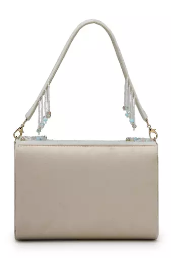   blush & bead ivory & pastel multi suede embellished clutch