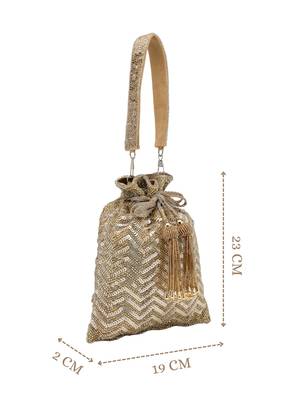   noor edit metallic gold suede sequin embellished potli 4