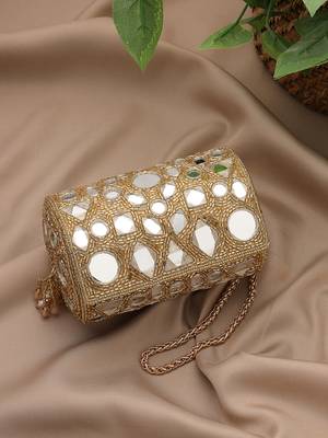  tipify metallic gold geometric mirror embellished clutch 1