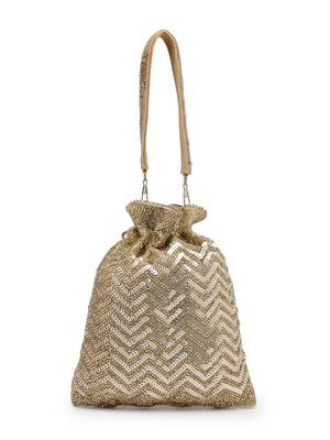   noor edit metallic gold suede sequin embellished potli 5