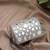   tipify metallic silver geometric mirror embellished clutch