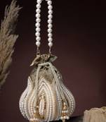   lotus antique gold pearl & sequin embellished potli