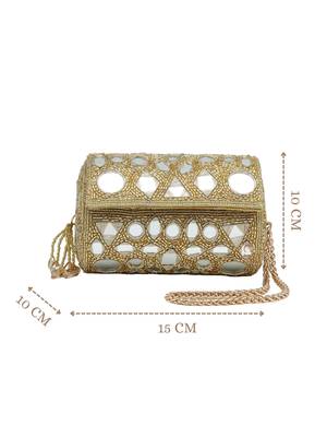  tipify metallic gold geometric mirror embellished clutch 4