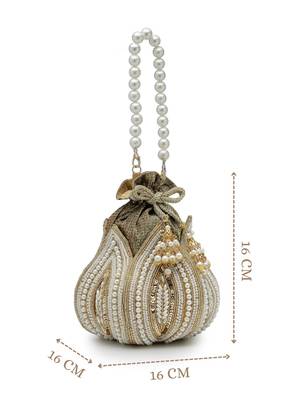  lotus antique gold pearl & sequin embellished potli 4