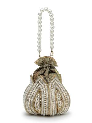  lotus antique gold pearl & sequin embellished potli 5
