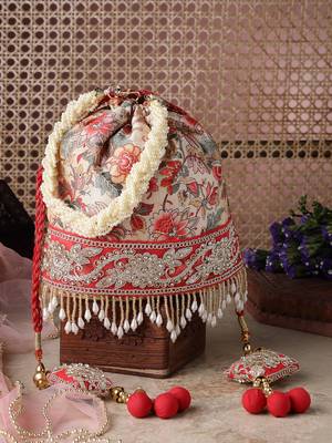  jashn edit beige faux silk floral printed potli 1